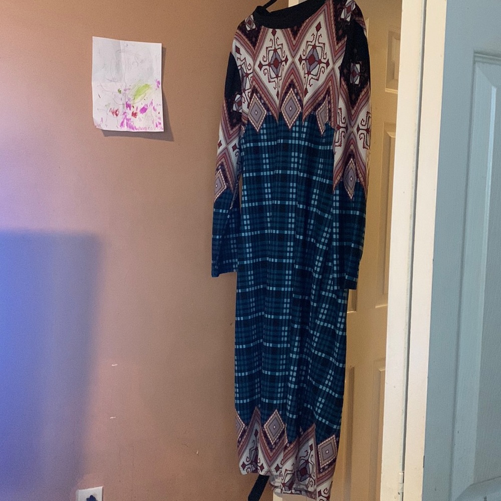 Aztec color block dress